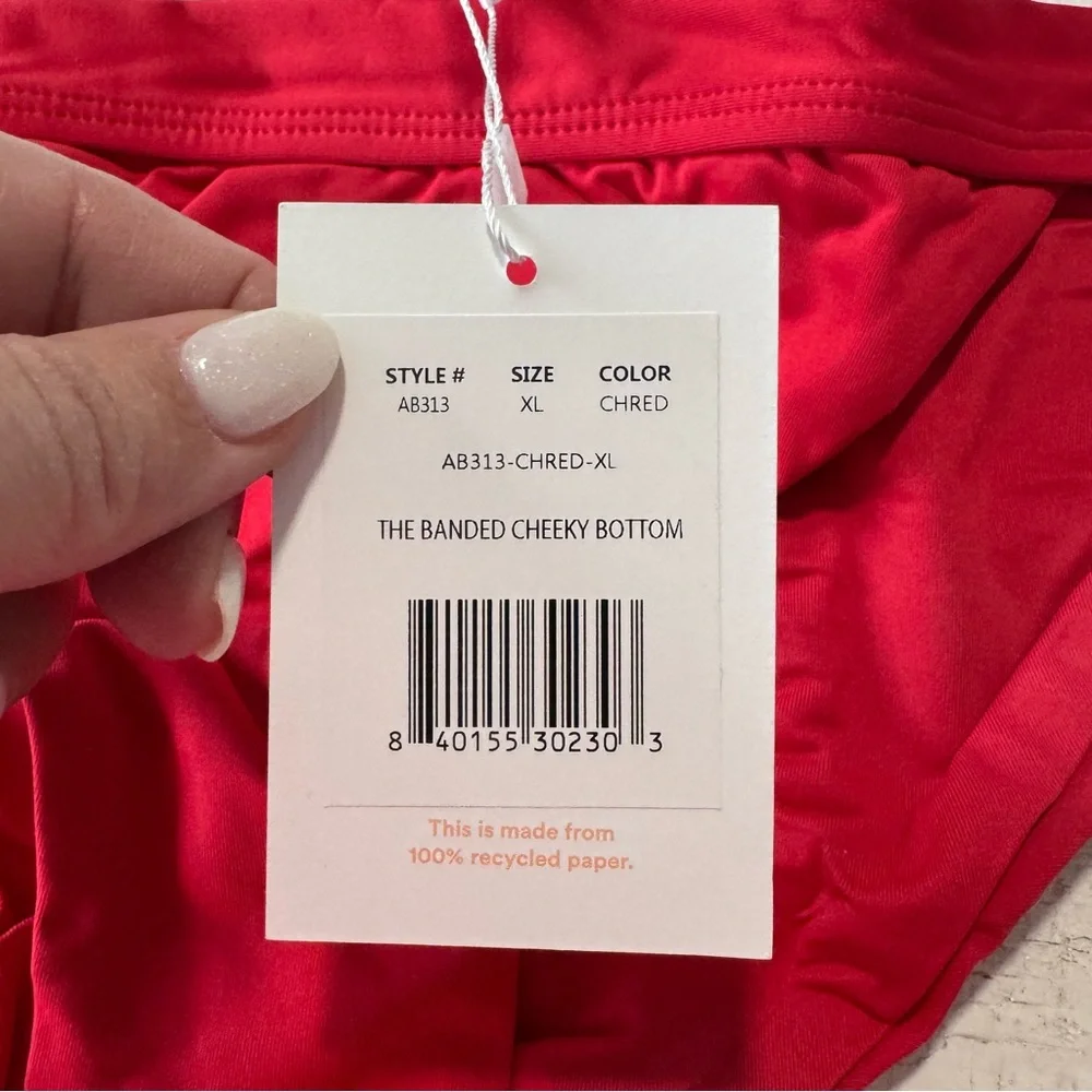 Andie Swim the Banded Cheeky Bikini Bottom‎ NWT size XL Cherry Red Swimsuit